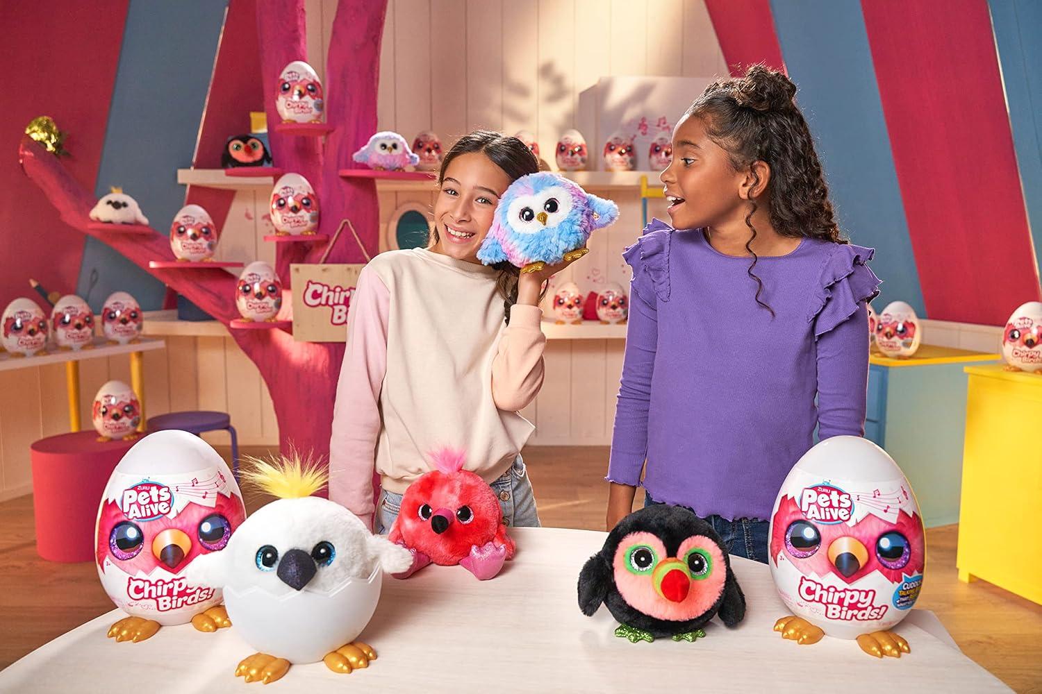 image:imagePets Alive Chirpy Birds Flamingo by ZURU Electronic Pet That Speaks Giant Surprise Egg Stickers Comb Fluffy Clay Bird Animal Plush for Girls