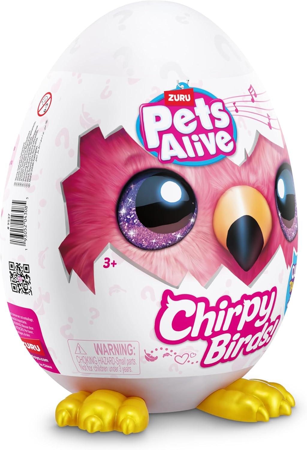 image:imagePets Alive Chirpy Birds Flamingo by ZURU Electronic Pet That Speaks Giant Surprise Egg Stickers Comb Fluffy Clay Bird Animal Plush for Girls