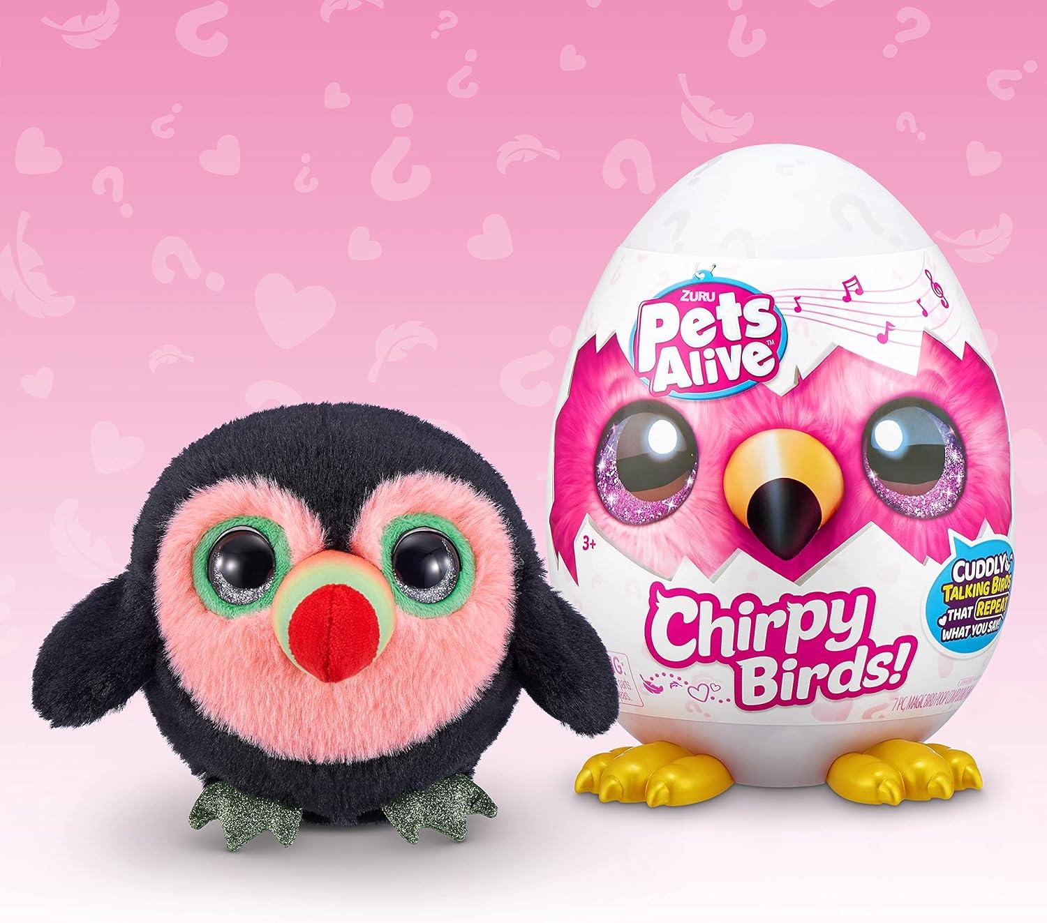 image:imagePets Alive Chirpy Birds Toucan by ZURU Electronic Pet That Speaks Giant Surprise Egg Stickers Comb Fluffy Clay Bird Animal Plush for Girls