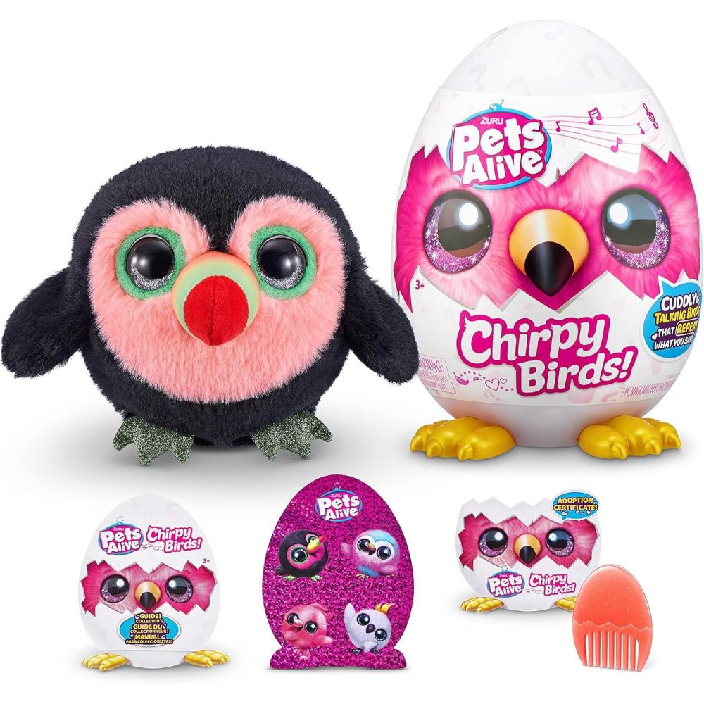 image:imagePets Alive Chirpy Birds Toucan by ZURU Electronic Pet That Speaks Giant Surprise Egg Stickers Comb Fluffy Clay Bird Animal Plush for Girls