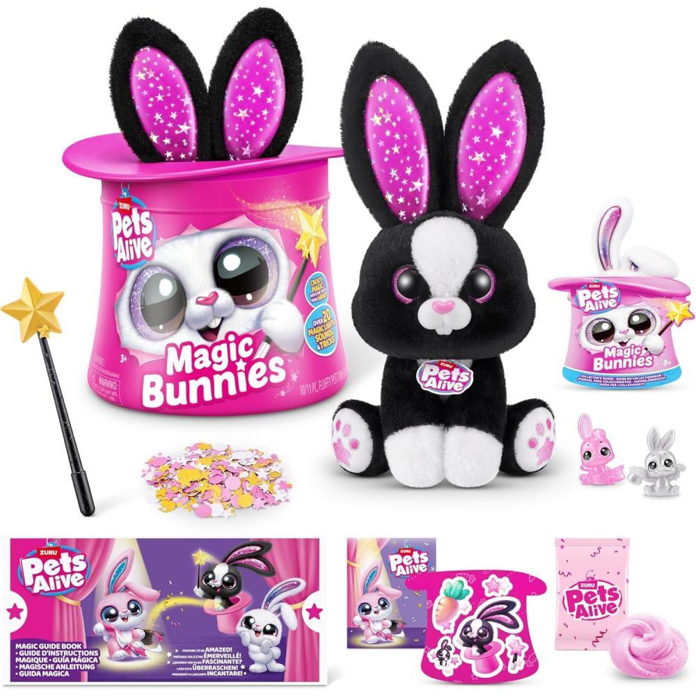 image:imagePets Alive Magic Bunnies Sootie by ZURU Electronic Plush Unboxing Surprise Interactive Magic ToySootie