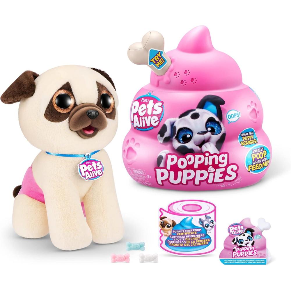 image:imagePets Alive Pooping Puppies Pug by ZURU Surprise Puppy Plush Ultra Soft Plushies Interactive Toy Pets Electronic Pet Puppy for Girls and ChildrenPug