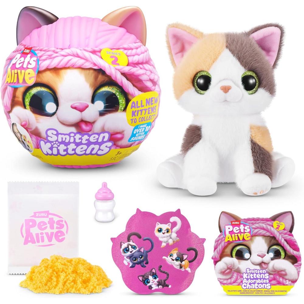 image:imagePets Alive Smitten Kittens Series 2 Ragdoll by ZURU Interactive Plush Cat Toy with 10 Sounds Surprise Unboxing Soft Collectible Pet for Ages 3Calico Cat