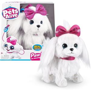Pets Alive Lil’ Paw The Walking Puppy by ZURU Interactive Dog That Walk, Waggle, and Barks, Interactive Plush Pet, Electronic Leash, Soft Toy for Kids and Girls