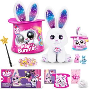 Pets Alive Magic Bunnies (Sootie) by ZURU Electronic Plush Unboxing Surprise Interactive Magic Toy(Pearl)
