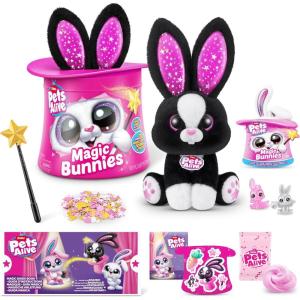 Pets Alive Magic Bunnies (Sootie) by ZURU Electronic Plush Unboxing Surprise Interactive Magic Toy(Sootie)
