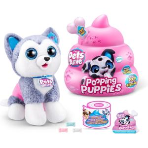 Pets Alive Pooping Puppies (Pug) by ZURU Surprise Puppy Plush, Ultra Soft Plushies, Interactive Toy Pets, Electronic Pet Puppy for Girls and Children(Husky)