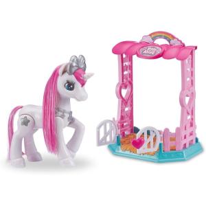 Pets Alive My Magical Unicorn in Stable Battery-Powered Interactive Robotic Toy Playset (Pink Unicorn) by ZURU(White)