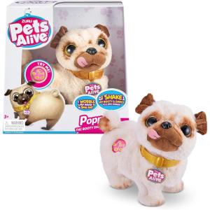 Pets Alive Poppy The Booty Shakin’ Pug – Interactive Dancing Plush Puppy by ZURU Robotic Realistic Soft Dog Stuffed Animal Toy for Kids, Girls
