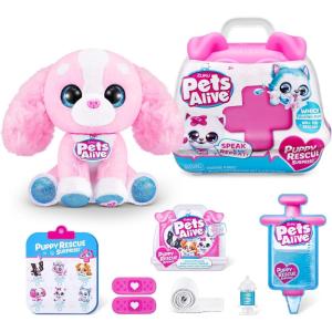 Pets Alive Pet Shop Surprise S3 Puppy Rescue (Bull Dog) by ZURU Surprise Puppy Plush, Ultra Soft Plushies, Compound Surprises Inside, Interactive Toy Pets, Electronic Speak and Repeat(Cocker Spaniel)