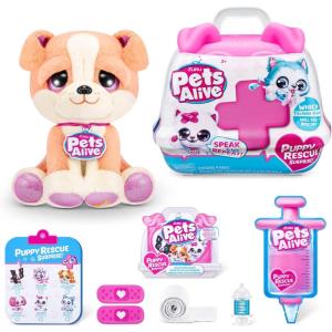 Pets Alive Pet Shop Surprise S3 Puppy Rescue (Bull Dog) by ZURU Surprise Puppy Plush, Ultra Soft Plushies, Compound Surprises Inside, Interactive Toy Pets, Electronic Speak and Repeat(Bull Dog)